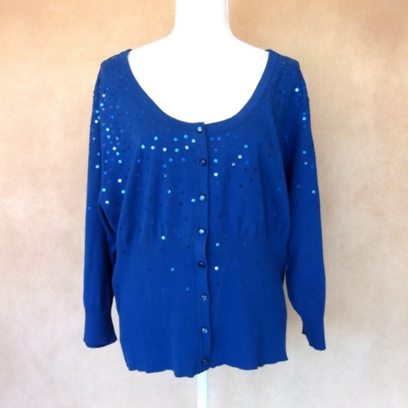 Lane Bryant Tops - EUC Gorgeous Lane Bryant Blue Sequin Sweater 22/24